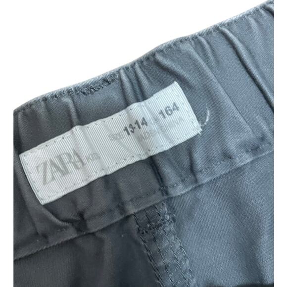 Zara Kids Size 13/14 Gray Belted Cotton Stretch Classic Chino Pants Pockets NWT - Picture 3 of 6